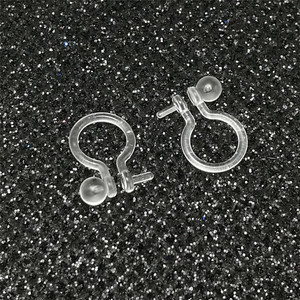 Boucles d'oreilles transparentes en forme de U à clipser avec perle et extrémité en résine plastique, clips d'oreille non percés pour un usage quotidien, unisexe - Product Image 3