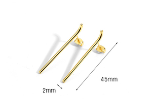 New Arrival Trendy Brass <b>Stud</b> Earrings 18K Gold Plated Zircon Minimalist Geometric Line Design Unisex Anniversary - Product Image 3