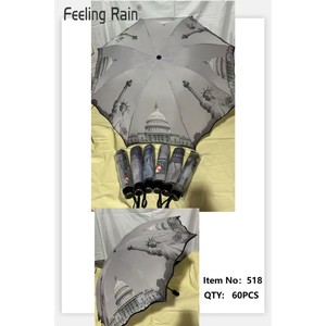 ร่มพับสามตอนแบบขายส่ง โพลีเอสเตอร์ 8 ซี่โครง สีต่างๆ รุ่นกันฝน 518 - Product Image 3