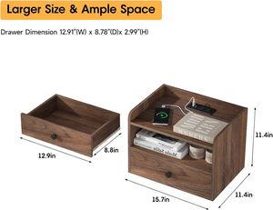 Tables de <span class=keywords><strong>chevet</strong></span> flottantes en bois, 2 ensembles modernes avec tiroirs et étagères ouvertes, petit meuble de chambre en forme de <span class=keywords><strong>cube</strong></span> - Product Image 3
