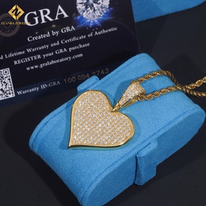 Pendentif Unisexe en Argent 925 Plaqué Or, Certifié GRA, avec Moissanite Cœur Iced Out Style Hip Hop – Expédition Rapide, Stock Local - Product Image 3