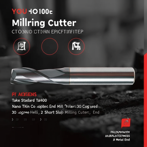 Fraise à queue en carbure monobloc Ttake Standard Ta1400, revêtement Nano TiAln, hélice de 30 degrés, fraise à rainurer courte, 2 dents, pour métaux - Product Image 3