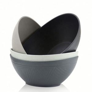 Ensemble de 4 bols à salade en plastique minimalistes et modernes, écologiques, pour céréales, fruits, nouilles, en paille de blé - Product Image 1