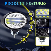 Barre lumineuse de travail LED tout-terrain ovale 5,5 pouces 144W, feux antibrouillard et projecteurs pour tracteur, camion, VTT, UTV, bateau, faisceau large et spot pour la conduite