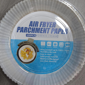 Conveniente bandeja de papel de aceite de silicona para <span class=keywords><strong>freidora</strong></span> de <span class=keywords><strong>aire</strong></span>, bandeja desechable para el hogar, uso de pasteles de comida, recubierta para absorber aceite - Product Image 1
