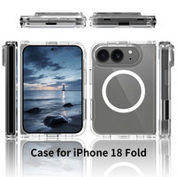 Funda transparente con anillo magnético para iPhone 18 Fold, material TPU y PC, cubierta transparente para teléfono, carga inalámbrica, logotipo personalizado SJK1119