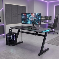 Factory Supply 120cm RGB Led Lights Gaming Desk Large Desktop PC Computer Gaming Table With Headphone Hook and Cup Holder
