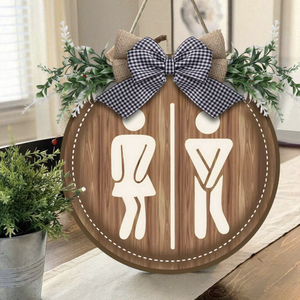Décoration de salle de bain <span class=keywords><strong>Toilette</strong></span> en bois de style fermier Plaque décorative <span class=keywords><strong>murale</strong></span> suspendue pour la décoration intérieure - Product Image 1