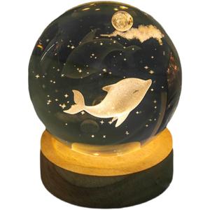 Bola de cristal luminosa de delfín, adorno de luz nocturna, bola de cristal grabada de gama alta, regalo de cumpleaños para niñas, novias chinas - Product Image 5