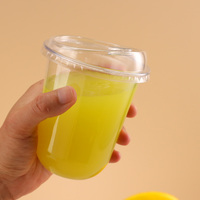 Gobelets à café, boba, thé au lait en plastique transparent personnalisés de 500 ml (16 oz) en forme de U avec fond arrondi et couvercle