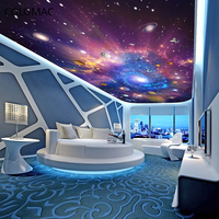 Papel Tapiz Fotográfico 3D Personalizado Autoadhesivo, Pintura Mural de Techo Suspendido con Diseño de Galaxia del Universo Estrellado para Sala de Estar y Dormitorio