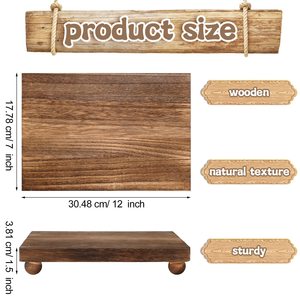 Plateau en bois massif carbonisé avec pieds, style vintage, plateau de rangement de bureau rectangulaire pour café, thé, collations - Product Image 2