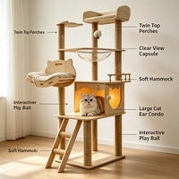 Tour d'escalade pour chat en bois massif de qualité supérieure avec coussin moelleux et poteau en sisal, maison pour chat pour Maine Coon, design personnalisé pour appartement