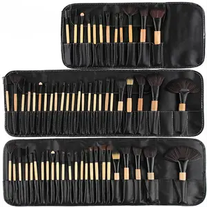 Juego de brochas de maquillaje con mango de plástico profesional, Set de pinceles para sombra de ojos, base en polvo, herramientas cosméticas, 24 unidades