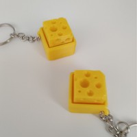 Porte-clés Fidget Clavier en Forme de Fromage Personnalisé Imprimé en 3D avec Son de Clic et Bouton à Presser
