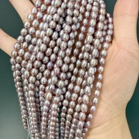 Chaîne de perles de riz naturelles violet foncé AAA, perles d'eau douce en vrac de 5-6 mm, perles artisanales pour la fabrication de bracelets et de colliers, marque HB