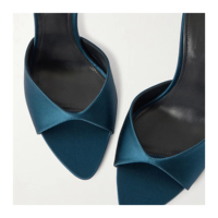 Sandales d'extérieur tendance et sexy à talon aiguille ultra-haut en tissu de soie bleu roi avec doublure en cuir véritable