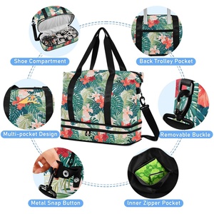 Aloha Hawaiian Lifestyle Custom Tropical Flower Design Travel Foldable Bags Lightweight Large Sport Duffel Bag With Makeup Pouch - Product Image 4