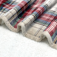 Couvertures réversibles en peluche douce pour la décoration de la maison en stock Couverture de lit Sherpa à carreaux pour canapé et canapé