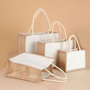 Sac de plage en toile de jute de grande taille avec poignées en coton doux pour les voyages, design personnalisé - Product Image 5