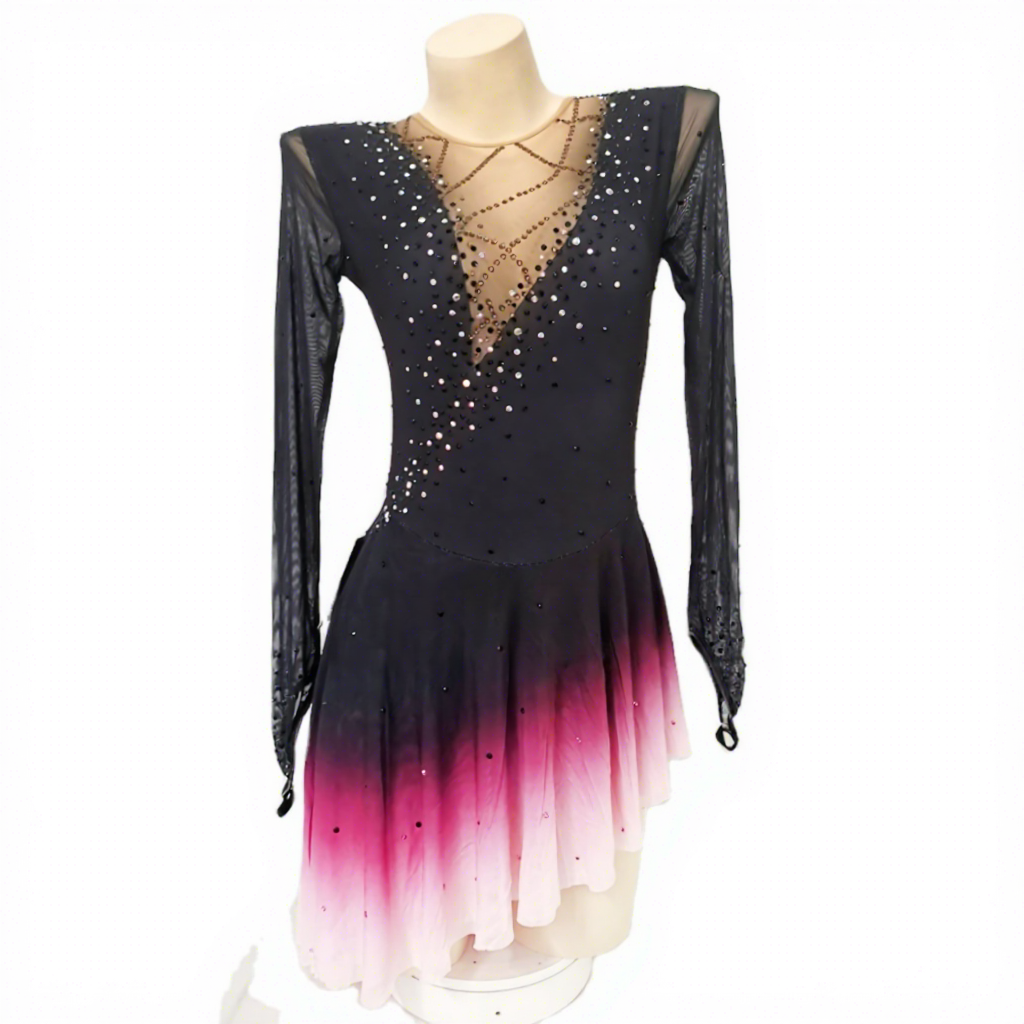 skating dress black Jerry's Demi-Pointe #85 Beaded Skating Dress