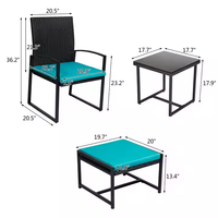 Petite table à thé ensemble de trois salon café lait thé boutique Tables et chaises tissées à la main meubles