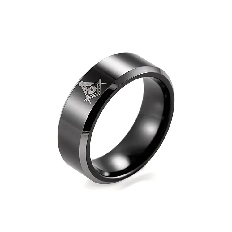 แหวนทังสเตนคาร์ไบด์แหวนด้วยขัดเงาแหวนทังสเตนเลเซอร์ Masonic