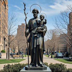 Chiesa decorazione esterna in ottone Cast a grandezza naturale tenendo il ramo e cullando i viaggiatori di gesus patrono san san <span class=keywords><strong>Christopher</strong></span> statua di bronzo - Product Image 4