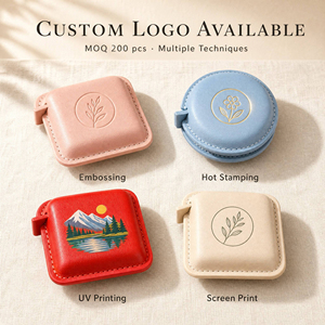 Custom Logo UV Printed Custom Color PU Leather Square Round Mini Retractable Promotional Tape Measure for Brand Gift OEM - Product Image 2