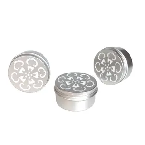 80g metal cosmetic packaging container hollow out lid round aromatherapy candle aluminum jar box for cream soap with screw lid