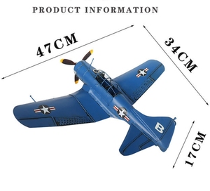 Modellino di Aereo da Caccia in Latta, Stile Vintage WWII, Decorazione per Vetrina, Halloween/Natale - Product Image 6