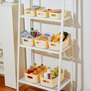 Rectangular <b>Storage</b> <b>Basket</b> Cream Color No Lid For Desk Organizing Snacks Cosmetics Toys - Product Image 2