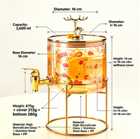 Carafe Distributrice de Boissons 2600ml/3600ml en Verre Borosilicate Haute Qualité avec Couvercle, Écologique, Transparente, Design Mignon, pour Jus de Fruits, Sodas et Eau, avec Robinet