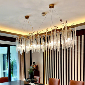 Postmodern All-Copper <b>Branch</b> Chandelier LED <b>Light</b> Fiberglass Crystal French Style Luxury for Living Room Dining Room Villa - Product Image 3