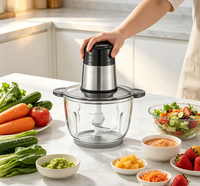 Robot culinaire multifonctionnel 2 vitesses 500W en plastique ABS robuste, bol de 2L, faible bruit (puissant hachoir électrique domestique)