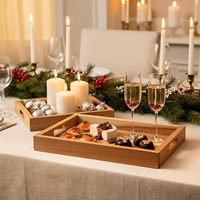 Plateaux de rangement en bois modernes avec poignées, design multifonctionnel, durables et faciles à nettoyer pour la cuisine et le salon
