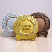 Plaque Métallique Ronde Personnalisée Imprimée UV, Écologique, avec Base en Bois pour Cérémonies de Remise de Prix et Cadeaux d'Entreprise