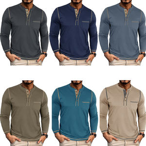 Camicie da Uomo di Alta Qualità a Maniche Lunghe Multicolore con Design a Contrasto sulla Tasca Vestibilità Slim Casual per Uso Quotidiano <span class=keywords><strong>Colori</strong></span> Assortiti - Product Image 1