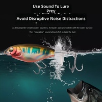 Ensemble d'appâts vivants pour pêche en surface, leurre flottant longue portée avec hélice, hameçons pour brochet et mandarin d'eau douce