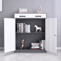 Gabinete de Almacenamiento de Acero con Cerradura y Cajones Superiores para Gestión Segura de Archivos, Armario Metálico Moderno para Oficina en Casa con Gran Capacidad
