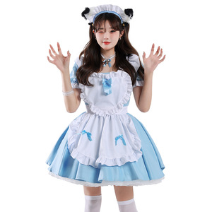 Vestido de sirvienta azul y blanco para mujer, disfraz japonés de Alice Lolita, traje de fantasía, atuendo de travestismo - Product Image 3