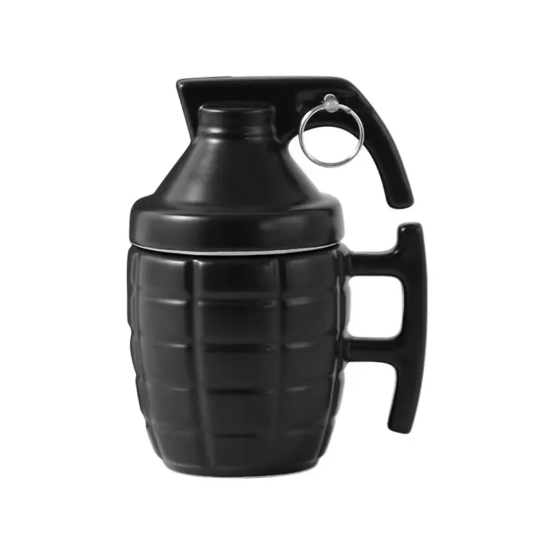 Tasse à grenade créative en céramique, tasse à café drôle avec couvercle