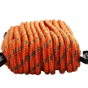 50 Ft Neon Orange Reflective 1/4 Inch PP Material Rope for Camping