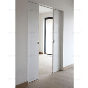 Porte <span class=keywords><strong>coulissante</strong></span> invisible sans cadre en bois massif Sapele de Bali, porte de poche, sécurité intégrée, bois naturel - Product Image 6