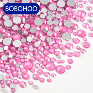 Strass en verre à dos plat BOBOHOO, 1440 pièces, tailles mixtes SS6-SS20, strass en cristal non thermocollant couleur moka pour nail art - Product Image 1
