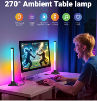 LED 270. Lámpara Inteligente para Decoración de Dormitorios y Mesa, RGBIC con Cambio de Color, Controlada por Aplicación, Regulable, para E-sports, Negra - Product Image 2