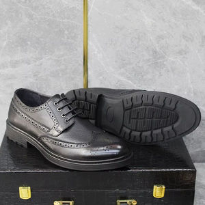 Zapatos Oxford Clásicos Personalizados de Cuero Genuino para Hombre, Zapatos de Vestir con Punta, Diseño Plano Cómodo, Plantillas de Goma, Zapatos de Oficina - Product Image 3