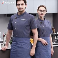 Vêtements de cuisine en polyester et coton avec poche sur le bras, uniforme de restaurant, uniforme de pizzeria, vêtements de travail pour la cuisine, veste de chef noire personnalisée