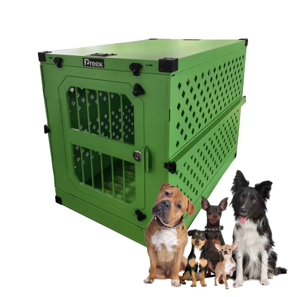 Оптовая продажа, высококачественный дышащий ящик для собак с отверстиями, алюминиевый складной собачий питомник