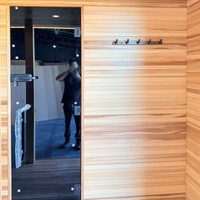 Sauna Luar Ruangan Kayu Cedar Merah Berkualitas Tinggi, Pengiriman Gratis, Sauna Luar Ruangan Besar dengan Pemanas Harvia untuk Klub Spa Profesional